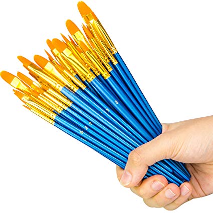 Miniature Paint Brushes Set 6 Pack by heartybay, Nylon Hair Brush Sets Acrylic Blue Round Pointed Paints Bristle for Watercolor Oil Painting & Gouache Art, Perfect for Kids Beginner and Artist