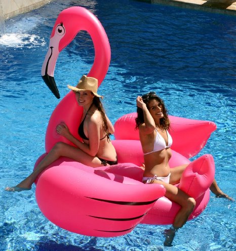 Gigantic Flamingo Pool Float; 80" Inflatable Raft