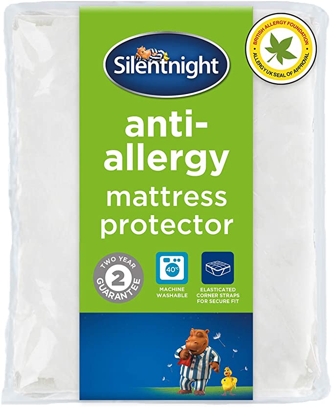 Silentnight Anti-Allergy,Mattress Protector, Microfibre, White, Single, Anti - Bacterial Mattress protector