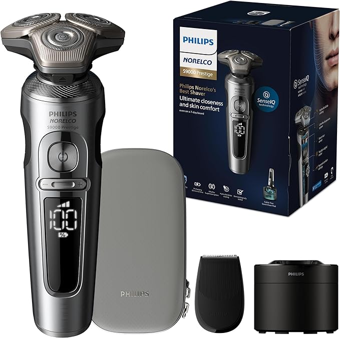 Philips Norelco S9000 Prestige Rechargeable Wet & Dry Shaver with Precision Trimmer and Premium Case, SP9841/84
