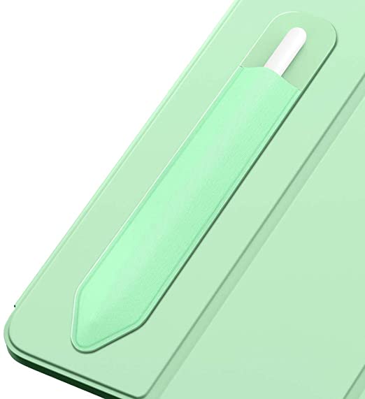 MoKo Pencil Case Holder Sticker Fit Apple Pencil 1st & 2nd, Elastic Pencil Pouch PU Leather Adhesive Sleeve Fit iPad 8th Gen 2020/7th Gen 10.2/iPad Air 4th Gen/iPad Pro 11 & 12.9 2021/2020 - Green