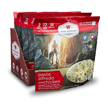 Wise Company Freeze Dried Camping Food, Pasta Alfredo with Chicken (6 Count Pack) - Great Meals for Hiking, Backpacking, Emergencies