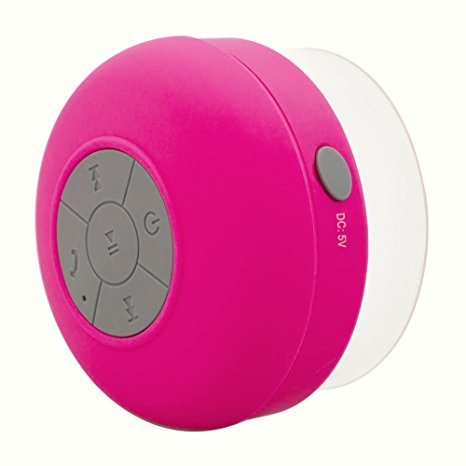 Soundplus Waterproof Portable Bluetooth Shower Speaker, 6 Hours Playtime, with Built in Mic. Pink