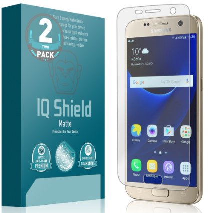 Galaxy S7 Screen Protector, IQ Shield® Matte (2-Pack) Full Coverage Anti-Glare Screen Protector for Galaxy S7 Bubble-Free Film - with Lifetime Warranty
