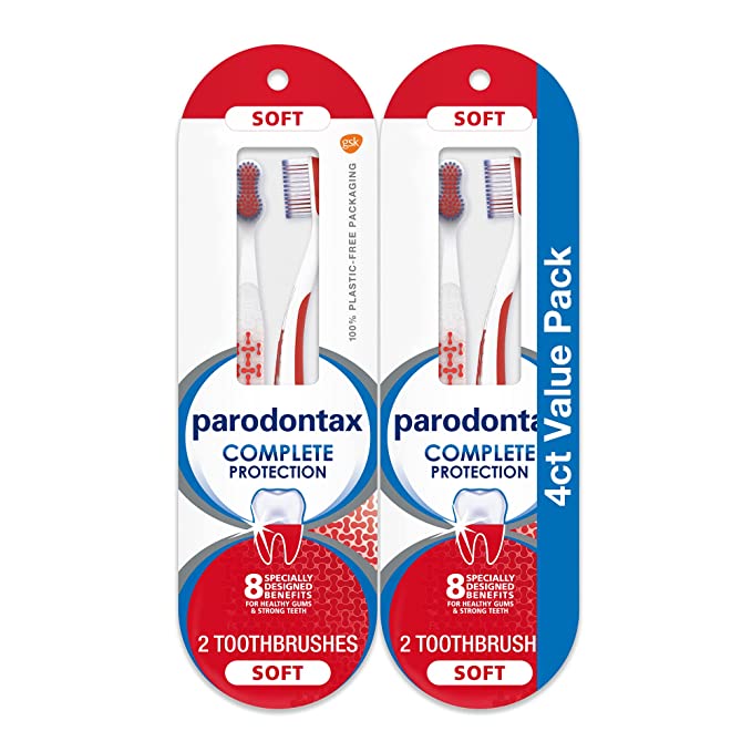 Parodontax Complete Protection Oral Care Soft Toothbrush for Healthy Gums and Strong Teeth - 4 count