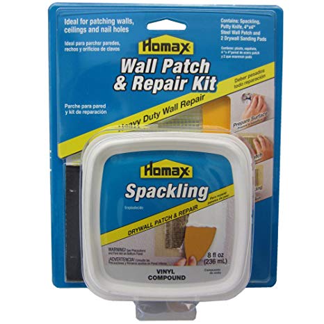 Drywall Patch and Repair Kit, Wall Patch Kit with 8 fl. oz. Spackling, 3" Putty Knife, 2 Sanding Pads and 4"x4" Wall Patch