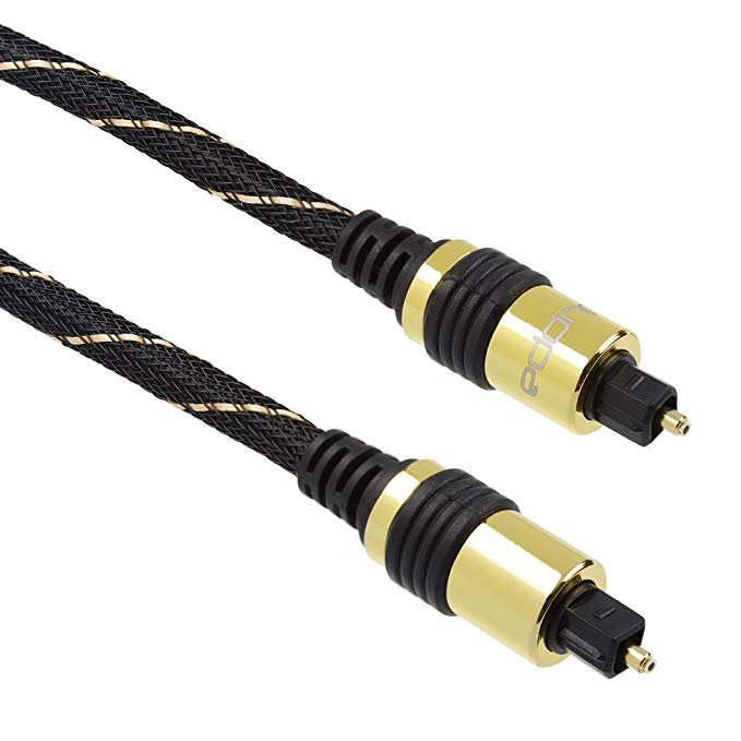 Juppa® Pro-Range Strong Nylon Braided Optical Toslink SPDIF Digital Audio Fibre Cable with 24k Gold Plugs, Supports Dolby TrueHD, DTS 5.1, 7.1 Surround - 10 Metre