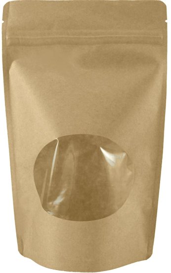 50 Natural Kraft Stand-up Zip Pouch with Window (Small (5 1/8"W x 8 1/8"H))