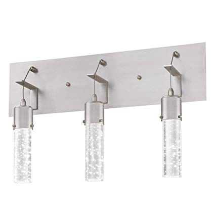 Westinghouse Lighting 6372100 Cava Three-Light, 22-Watt LED Indoor Bathroom Vanity Light Fixture, Brushed Nickel Finish with Bubble Glass