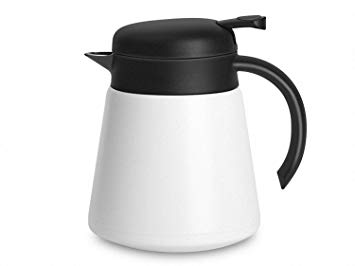 Luvan 304 18/10 Stainless Steel Thermal Carafe/Double Walled Vacuum Insulated Coffee Pot with Press Button Top,24  Hrs Heat&Cold Retention,BPA Free,for Coffee,Tea,Beverage etc (White, 27 OZ)