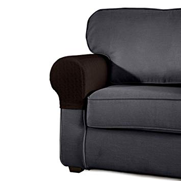 SyMax Spandex Armrest Cover Stretch Fabric Anti-Slip Armchair Slipcovers Furniture Protector Set of 2(Chocolate)