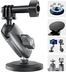 TELESIN Magnetic Mount Magnet Metal Mounts Accessories for Action Camera, 360 Quick Release Car Holder Attach for GoPro Max Hero 12 11 10 9 8 7 6 Insta360 X2 X3 Go3 Ace Pro DJI Action 4 Osmo Pocket 3