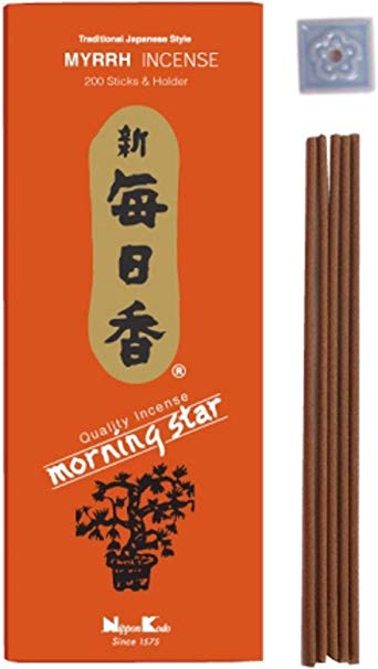 Morning Star Japanese Incense Sticks 200 Sticks & Holder (Myrrh)
