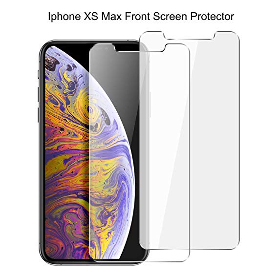 QRemix Front Screen Protector Compatible with iPhone Xs Max [2-Pack], Tempered Glass [3D Touch] Temper Glass Film Anti-Fingerprint/Scratch Compatible with iPhoneXs Max (6.5 inch)