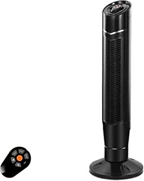 R.W.FLAME Tower Fan, Oscillation fan with Remote Control, Standing fan for office, 3 Wind Modes,Time Settings, Portable Bladeless Floor Fans for Home with Children/Pets/Elders(40", Black)