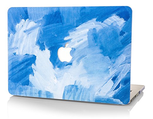 KEC MacBook Pro 13 Case 2017 & 2016 w/Keyboard Cover Plastic Hard Shell Rubberized A1706/A1708 Touch Bar (Blue - Water Paint)