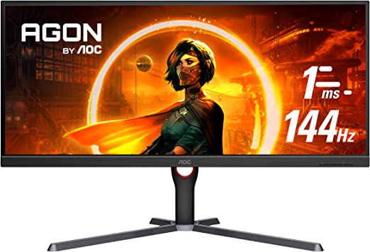 AOC U34G3X 34" Frameless UltraWide Gaming Monitor, WQHD 3440 x1440, 144Hz 1ms, FreeSync Premium, 3-Year Zero-Bright-dot