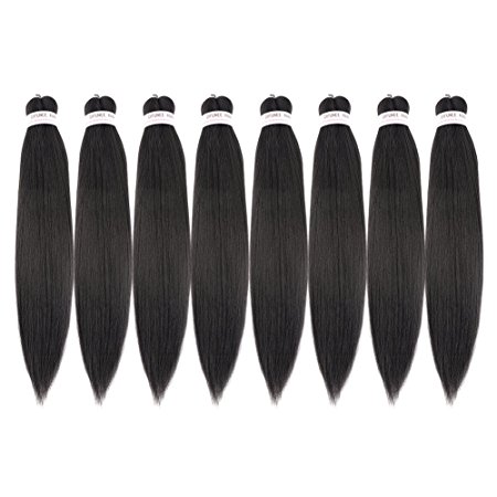 Pre-stretched Professional Braiding Hair Perm Yaki Hair 24"-8packs/lot(1B#)-Hot Water Setting-Itch Free-One Deal Does It all Guarantee