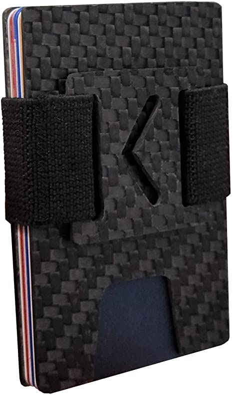 Sleek Swipe Out Shielded Carbon Fiber Minimalist Wallet | RFID Blocking | Holds 1-25 Cards | Reversible Two-Sided Nickel-Coated Carbon Design | Military-Grade Construction