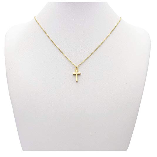Tiny Gold Heart Rose Cross Moon Dot Pendant Necklace,18K Gold Plated Delicate Cute Minimalist Necklaces Simple Jewelry for Women Girls