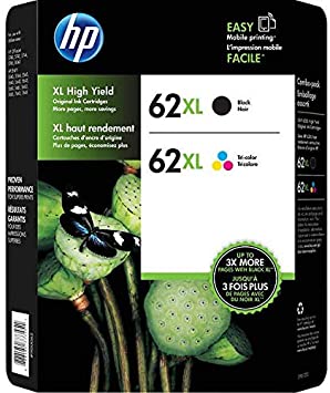 HP 62Xl High Yield Black and Tri-Color Ink Cartridge Combo