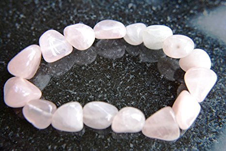 CHARGED Rose Quartz Crystal Bracelet Tumble Polished Stretchy (REDUCE STREES & TENSION - COOL TEMPER & WARM HEART CENTER) [REIKI] by ZENERGY GEMS
