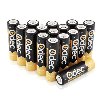 Odec AA Rechargeable Batteries, Deep Cycle 2450mAh Ni-MH 1.2V Battery Pack - 16 Pack