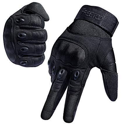 FREETOO Men Gloves Design Full Finger Gloves with Outdoor Sports for Cycling Driving Motorcycle Hiking Hunting Shooting Camping Working Black