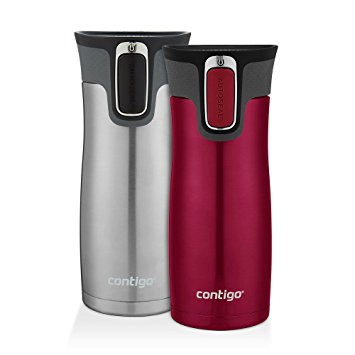 Contigo AUTOSEAL West Loop Vacuum Insulated Travel Mugs, 16oz, Very Berry/Stainless Steel, 2-Pack