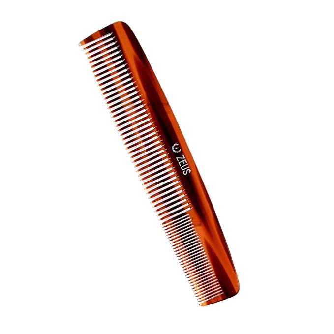 ZEUS 7.5" Saw-Cut Handmade 2-in-1 Beard & Mustache Comb (Traditional) - C11