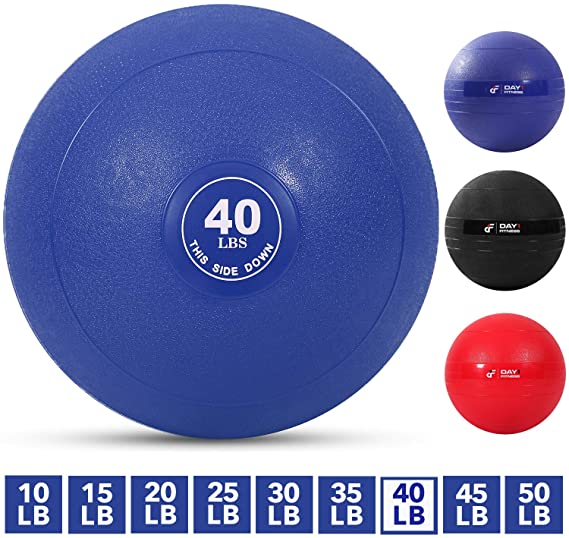 Weighted Slam Ball by Day 1 Fitness – 9 Weight and 3 Color OPTIONS - No Bounce Medicine Ball - Gym Equipment Accessories for High Intensity Exercise, Functional Strength Training, Cardio, Crossfit