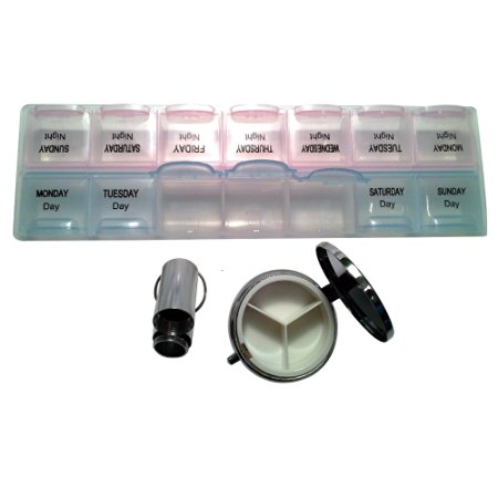 FHL 7 Day AM/PM Pill Organizer With Keychain Pill Box and Pocket Purse Case
