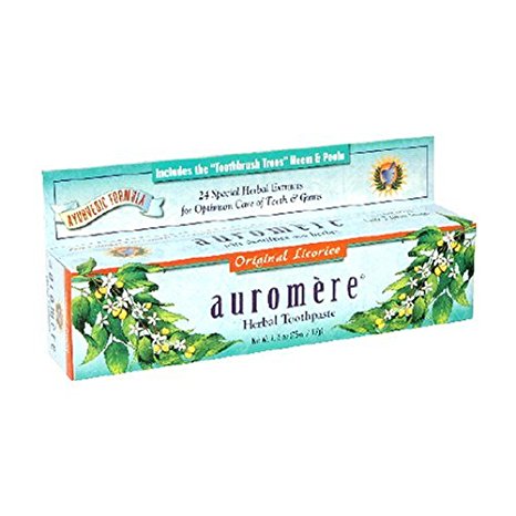 Auromere Herbal Toothpaste, Original Licorice, 4.16-Ounces 2-PACK