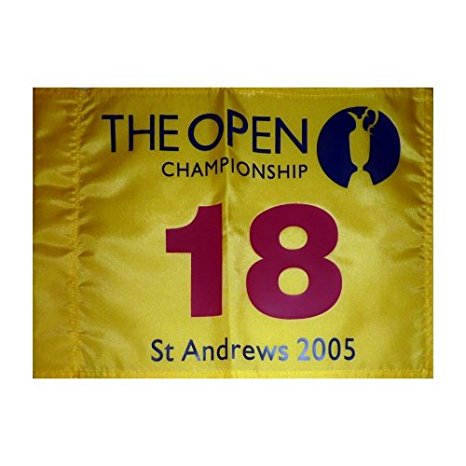 2005 British Open (St. Andrews Yellow) Golf Pin Flag - Tiger Woods Champion , Jack Nicklaus Final