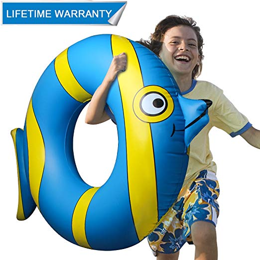 Pool Floats, Fish Pool Float Inflatable Float Tube Ring with Rapid Valves Durable Pool Floaties Swimming Water Raft Beach Outerdoor Pool Party Lounge Decorations Toys for Kids Boys Girls Adults