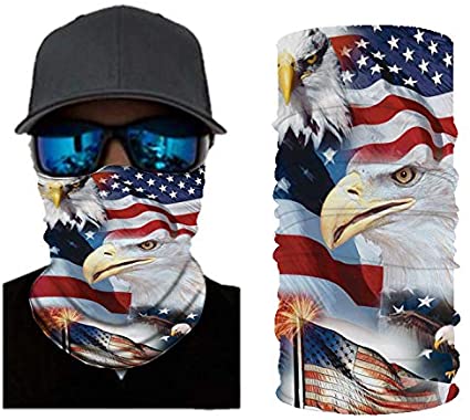 CYUURO Stripes USA Flag Print Balaclava and Cool Skull Stars for Men Women Dust Wind Mask Neck Gaiter