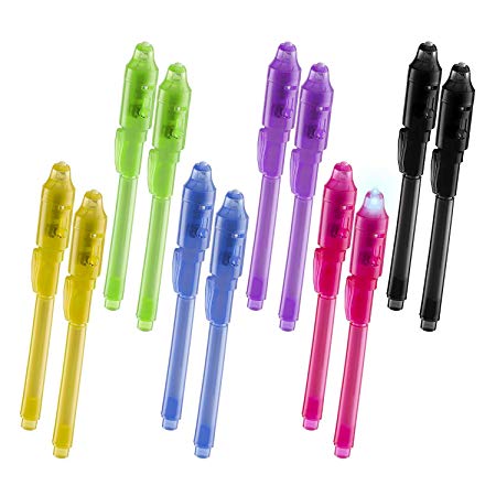 Invisible Disappearing Ink Pen Marker Secret spy Message Writer uv Light Fun Activity Kids Party Favors Ideas Gifts Stock Stuffers, (12 Pack)