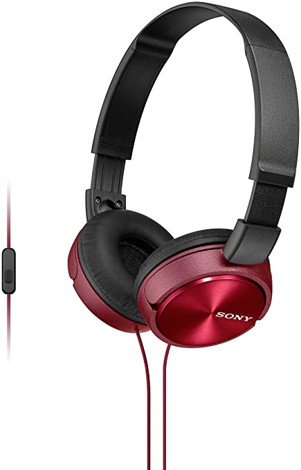 Sony Foldable Headphones with Smartphone Mic and Control - Metallic Red