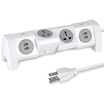 6 Outlet Surge Protector, JBonest 4 USB Charger Ports Rotatable Power Strip 6-Feet Power Cord