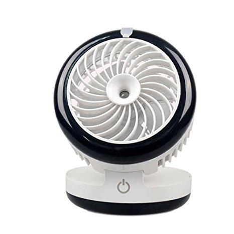 Geelyda Table Fan Portable Mini Misting Fan Humidifier USB Fan Cooling Mist Fan Rechargeable Humidifier Personal Fan Desktop Fan with Built-in Battery(Black)