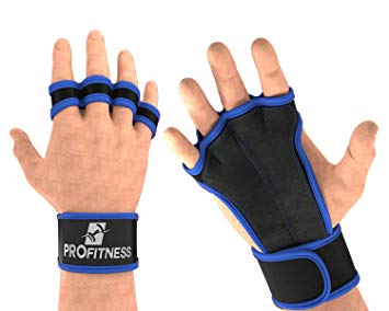 ProFitness Ventilated Cross Training Gloves with Wrist Support - Split Leather with Silicone Padding for Strong Grip   Protection from Injury - for Gym Workout, Weightlifting, Powerlifting & WOD