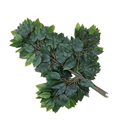 12Pcs- Artificial Banyan Leaves Plastic Tree Branches Plant