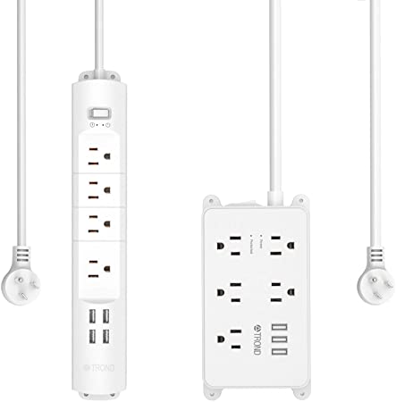 Power Strip Surge Protector, ETL Listed, TROND Surge Protector Power Strip with USB, Multiple Outlet Expansion, Low Profile Flat Plug, Wall Mountable, White