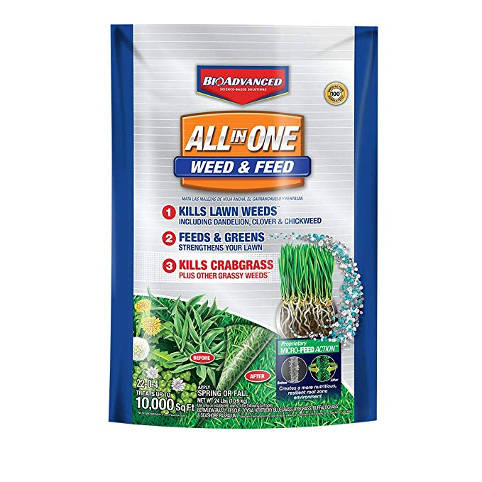 BioAdvanced 100532514 Weed & Feed Crabgrass Killer Science-Based Solutions Lawn Fertilizer, 10M White