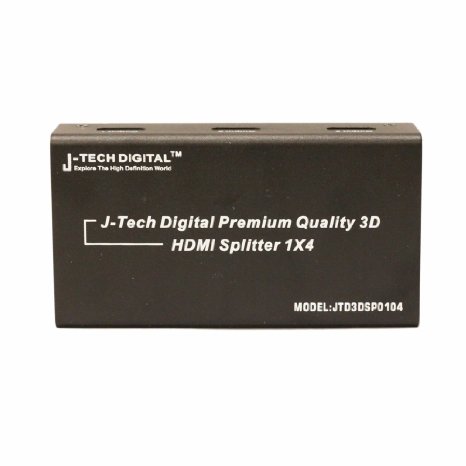 J-Tech Digital TM 4 Ports HDMI 1x4 Powered Splitter Ver 1.3 Certified for Full HD 1080P with Deep Color & HD Audio and Max Bandwidth of 10.2Gbps