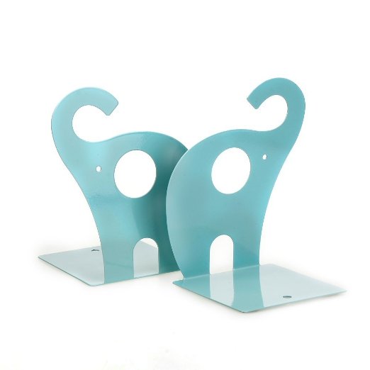 Rbenxia Cute Elephant Bookends Nonskid Art Bookend Gift Blue 1 Pair