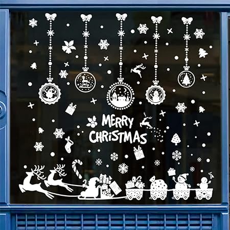 153 Pcs Christmas Window Clings Stickers, Christmas Window Decorations for Christmas Window (8 Sheets)