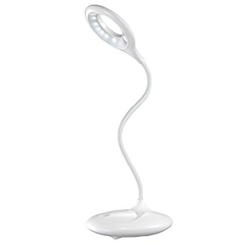 ieGeek USB Led Desk Lamp Stepless Dimmable Touch Eye-care Modern Table Light with Built-in 1800mAh Rechargeable Battery, 360°Rotating Gooseneck for Working, Reading, Sleeping, Emergency (White)