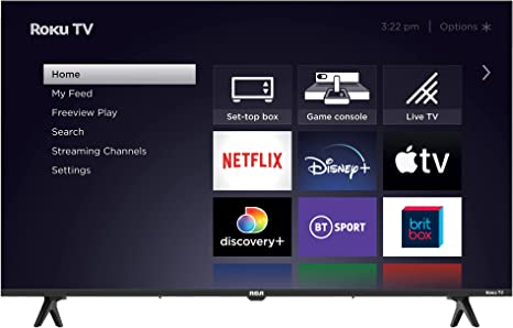 RCA Roku TV 40” FHD Smart TV, RR40FD1 40 Inch TV with Apple TV  BBC Netflix Freeview, HDR DVB-T2/T DTS Studio Sound Dolby Audio 2 x HDMI 2 x USB Port, Ideal Large Screen TV for Living Room Home