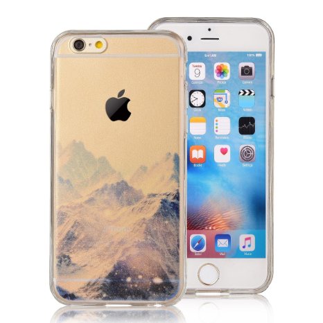 iphone 6 case, iPhone 6s Case,COSANO Premium Quality UV Print Semi-transparent Hard PC Back Cover Shock Absorbing Soft Bumper Protective Case for 4.7 inches iPhone 6/6s(Snowy Mountains)